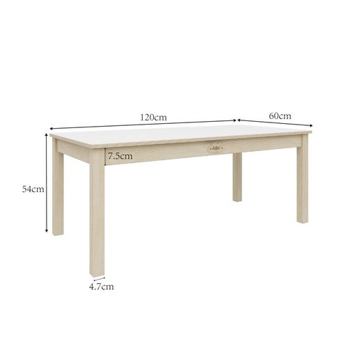 Jooyes Kids Birch and White Rectangular Table - H58cm - Picture 4 of 9