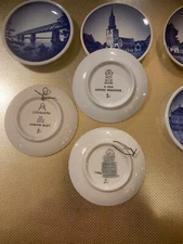 Vintage lot/7 Denmark delft mini wall plates Copenhagen 3” 1970's