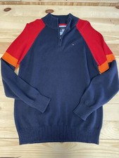 Tommy Hilfiger 1/4 Zip Knit Sweater Youth Boys Sz 20 Pullover Navy Cotton SI40