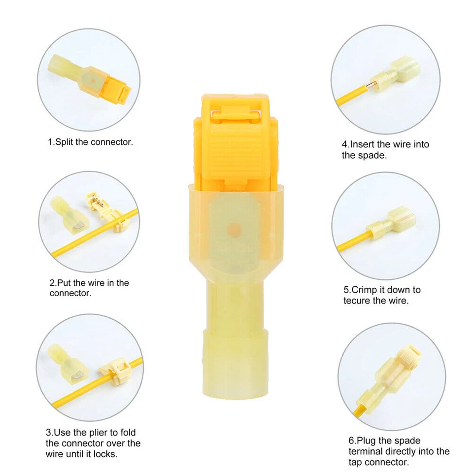 90PCS Insulated T-Taps Quick Splice Wire Terminals Crimp Connectors Kit 22-10AWG - Image 3 of 4