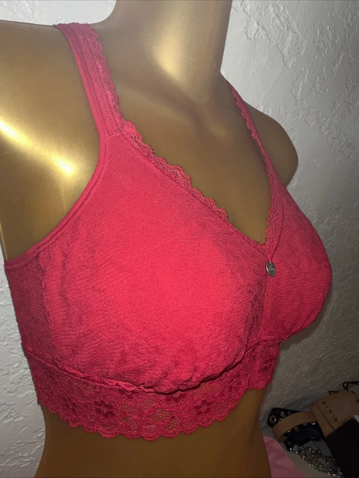 Bralette DKNY Mujer Rojo Encaje Acolchado Espalda Corredora L Se Ajusta Como Mujer’s Pequeño Foto 2 de 4