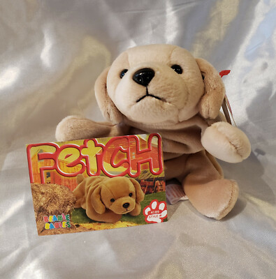 Ty Beanie Baby Fetch Golden Retriever Puppy Dog Retired 1998 BONUS TY Card MINT