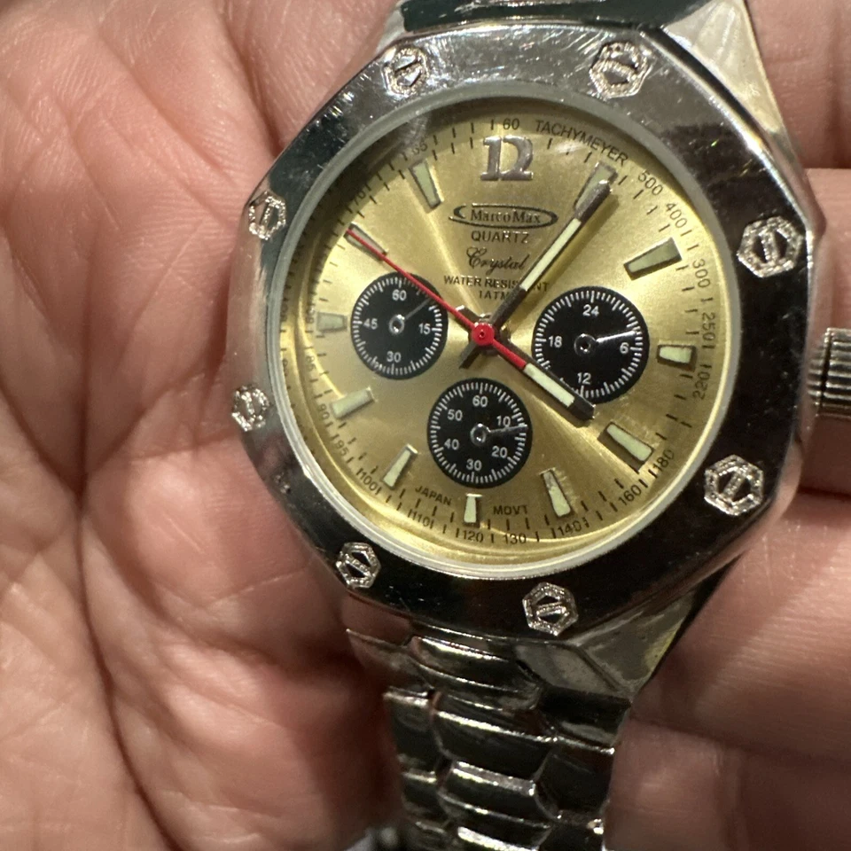 Marco Max Dos Tonos Cuarzo Analógico Hombre Moda Reloj Acero Batería Nueva Foto 2 de 4