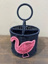 Ciroa Hello Summer Resin Wicker Flamingo Utensil Caddy