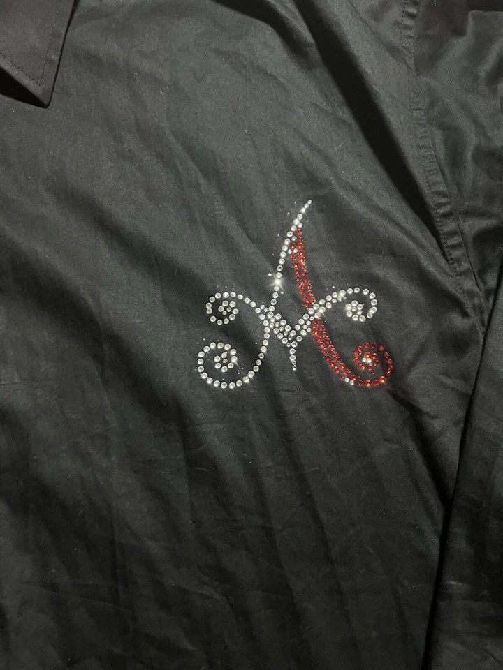 Camisa con botones Bedazzled Cobra de Anthony Vega para hombre 2XL negra manga larga. Foto 4 de 4