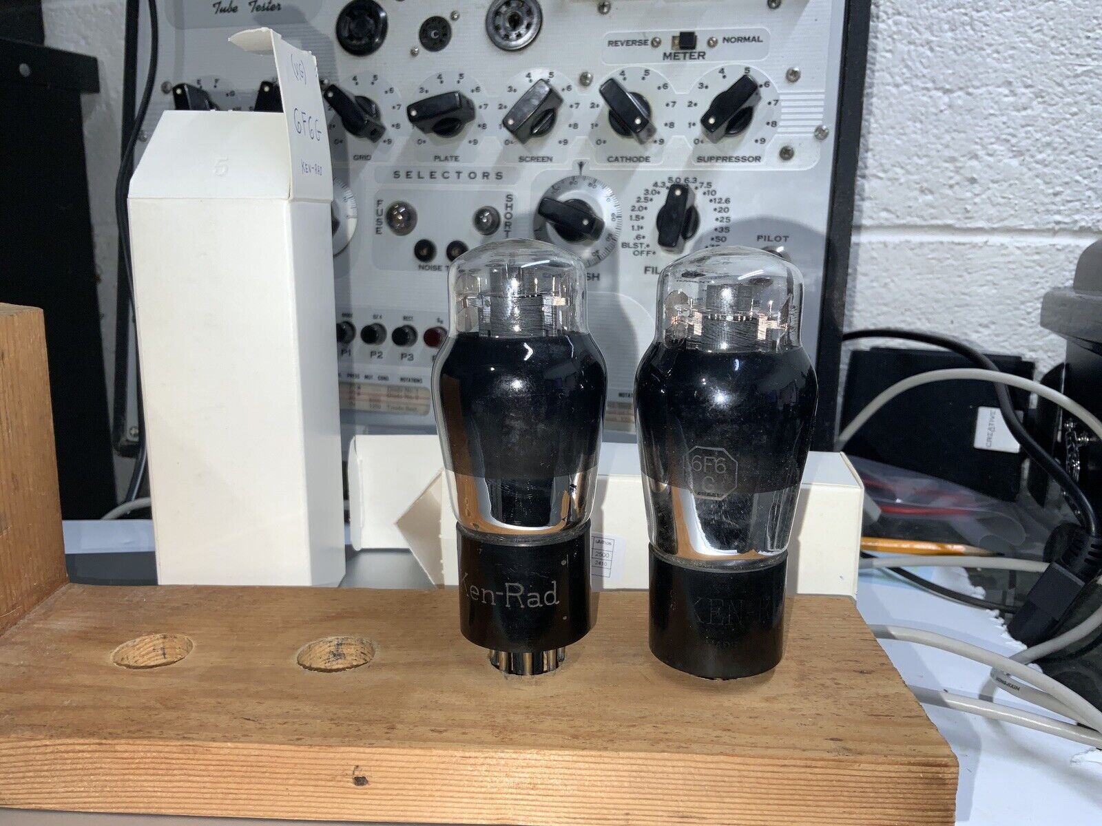 MATCHED STRONG PAIR OF KEN-RAD 6F6G VACUUM TUBE - TESTED VG - AMPLITREX TESTER