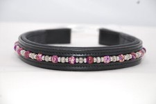 17" (Oversize) Black Browband w/Purple & Metal Beads & Clear Rondells