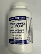 Sodium Chloride USP Normal Salt 1000 Tablets 1 Gram PACK OF 1