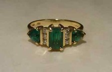 2Ct Emerald Cut Lab Created Green Emerald Wedding Ring 14K Yellow Gold Plated