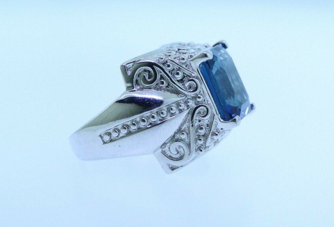Sterling Silver Blue Topaz Statement Cocktail Ring - image 9