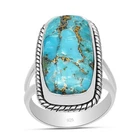 Copper Turquoise Solid 925 Sterling Silver Split Shank Ring For Women SC-62