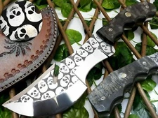 D2 STEEL CUSTOM HANDMADE ETCHED HUNTING DAGGER TACTICAL KNIFE RAM HORN GRIP