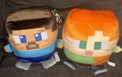 Minecraft Cuutopia  Alex & Steve Collectible Plush 10-in Character Pillow Dolls