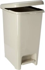 Superio Slim Step On Pedal Plastic Trash Can, Waste Bin - 16 Qt, Greige