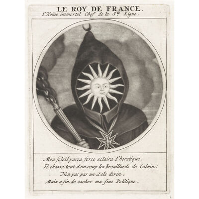 Gole Dusart Cartoon Sonnenkönig Ludwig XIV. Frankreich Gravur riesiges Wandbild Poster