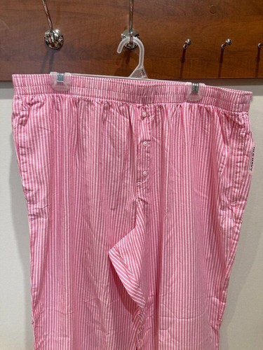 Pantalones de pijama de popelina de algodón a rayas blancas talla XL rosa antiguo azul marino nuevo con etiquetas para mujer - Imagen 3 de 8