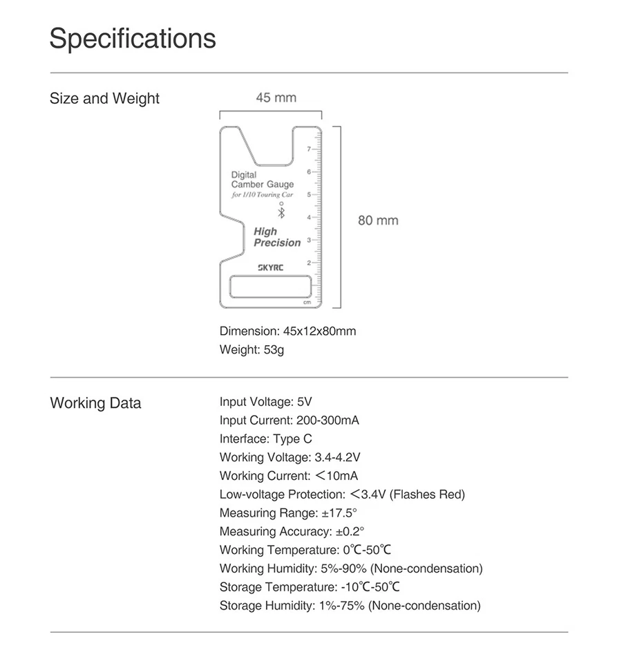 SKYRC Bluetooth Digital Camber Gauge for 1/10 1/8 Touring Car RC Racing Wheel - Image 3 of 4