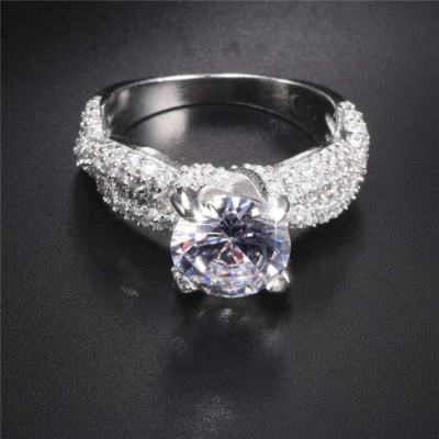3.2ct Round Cut Lab-Created Moissanite Ring White Gold Plated Classic Solitaire