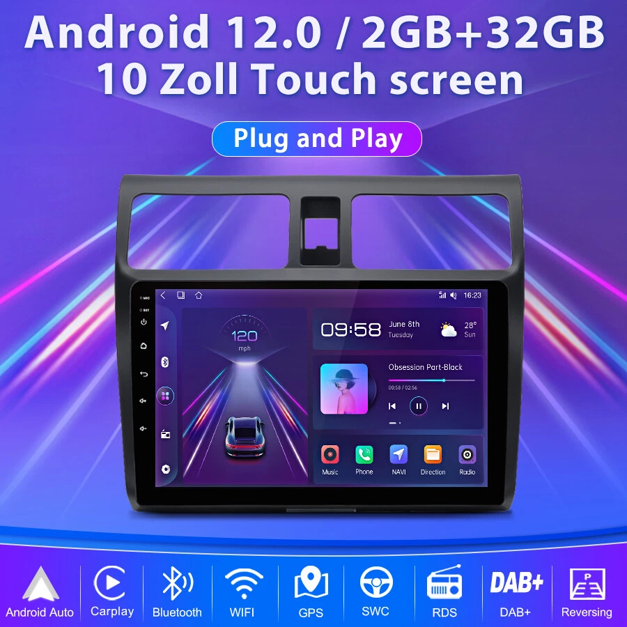 Für Suzuki Swift 2005-2010 Android 12 Carplay Autoradio GPS Navi BT 2+32GB DAB+ - Bild 2 von 4