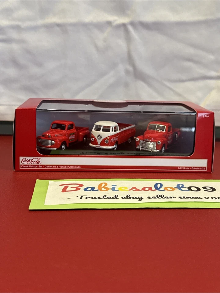 "CLASSIC PICKUPS" GIFT SET OF 3 PCS "COCA COLA" 1/72 DIECAST CARS BY MCC 472100 - Image 2 of 4