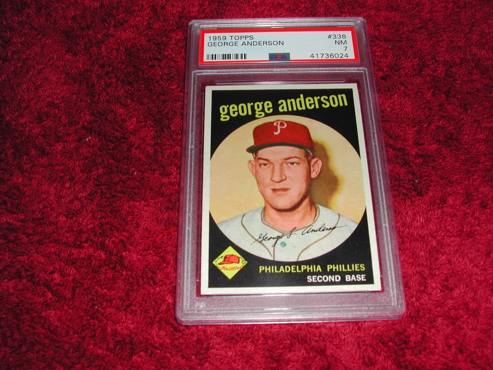 1959   Topps    #  338   HOF   Phillies  ROOKIE George Anderson   PSA  7  NM