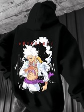 Men'S Anime Graphic Hoodie - Light Grey Pullover Sweatshirt with Front Print, Wa