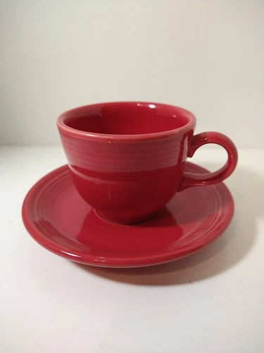 Fiestaware Cup and Saucer Set Scarlet Red
