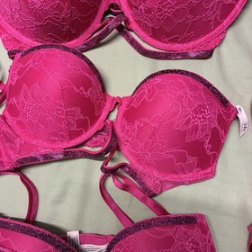 Victoria's Secret Shine Cradle Very Sexy Push Up Bra Hot Pink Lace 18 Pcs Lot