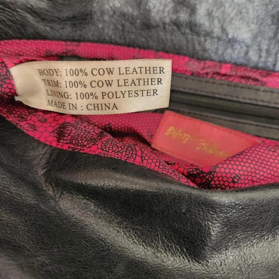 BETSEY JOHNSON винтажный y2k прихотливый готический темно академический черный кожаный большая сумка - Изображение 4 из 4