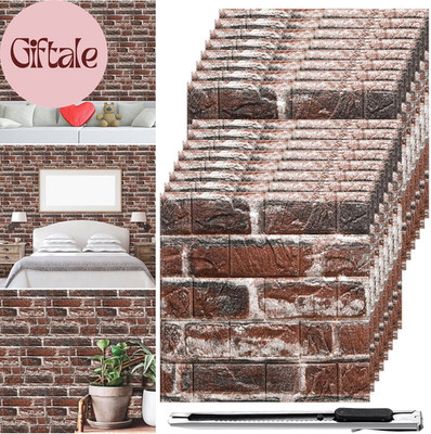 60 Pcs 58 Sq Ft 3D Wall Panels Peel and Stick Faux Foam 3D Brick Wallpaper Faux