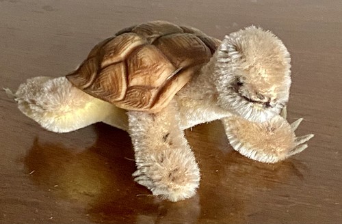 STEIFF Slo Turtle Mohair Plush w/ RUBBER SHELL VINTAGE NO ID Excellent 1959-61