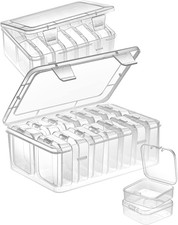 Mathtoxyz Small Bead Organizers, 30 Pieces Plastic Storage Cases Mini Clear Bead