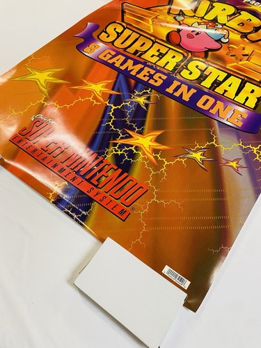 RARE 1996 KIRBY SUPER STAR SNES ORIGINAL ROLLED 26x39” STORE PROMO POSTER UNUSED - Picture 12 of 14