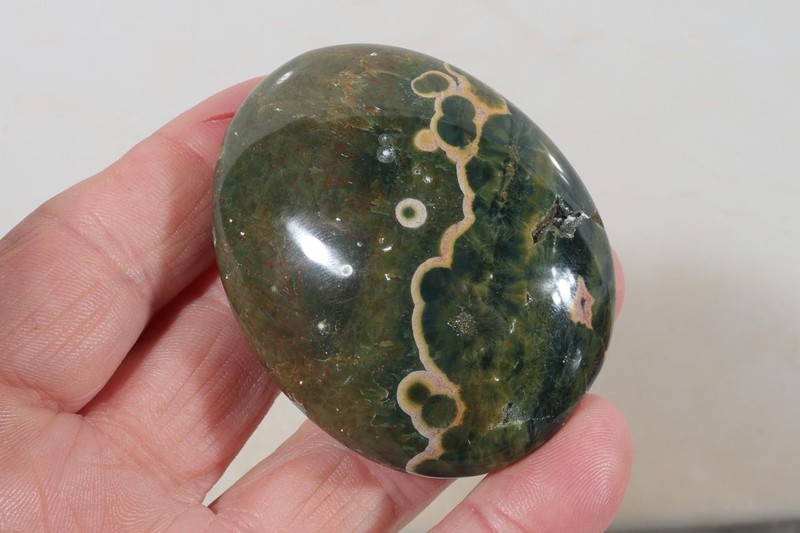 Madagascar Kabamby Ocean Jasper 3.1 oz. Tumble Palm Stone lot 4