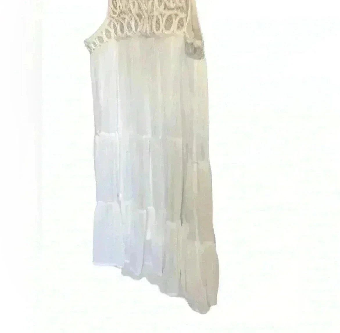 OFF WHITE Abito smanicato hippie trasparente boho bianco sporco morbido dintorni piccolo