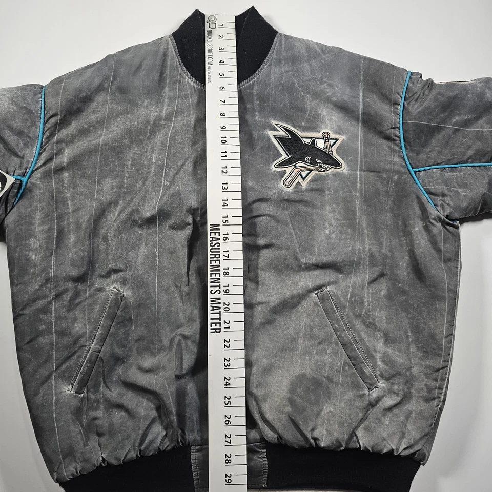 Винтажная мужская атласная куртка-бомбер 90-х Starter Center Ice San Jose Sharks НХЛ L - Изображение 2 из 4