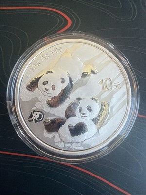 2022 China Silver Panda 10 Yuan 30g .999 Silver BU 40th Anniversary Privy