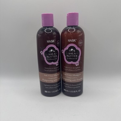 HASK SHEA BUTTER & HIBISCUS OIL ANTI-FRIZZ SHAMPOO SMOOTHS-MOISTURIZES 12OZ 2PCS