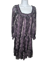 Xhilaration Purple Black Animal Print Boho Mini Dress Long Sleeve XL