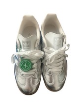 Adidas Samba OG Silver Metallic Cracked Leather Women's Size 8 Sneakers KI5718