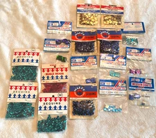 Vintage MCM Sequins Lot 17 packs Mixed Beads Jewels Westrim Walco Crafting