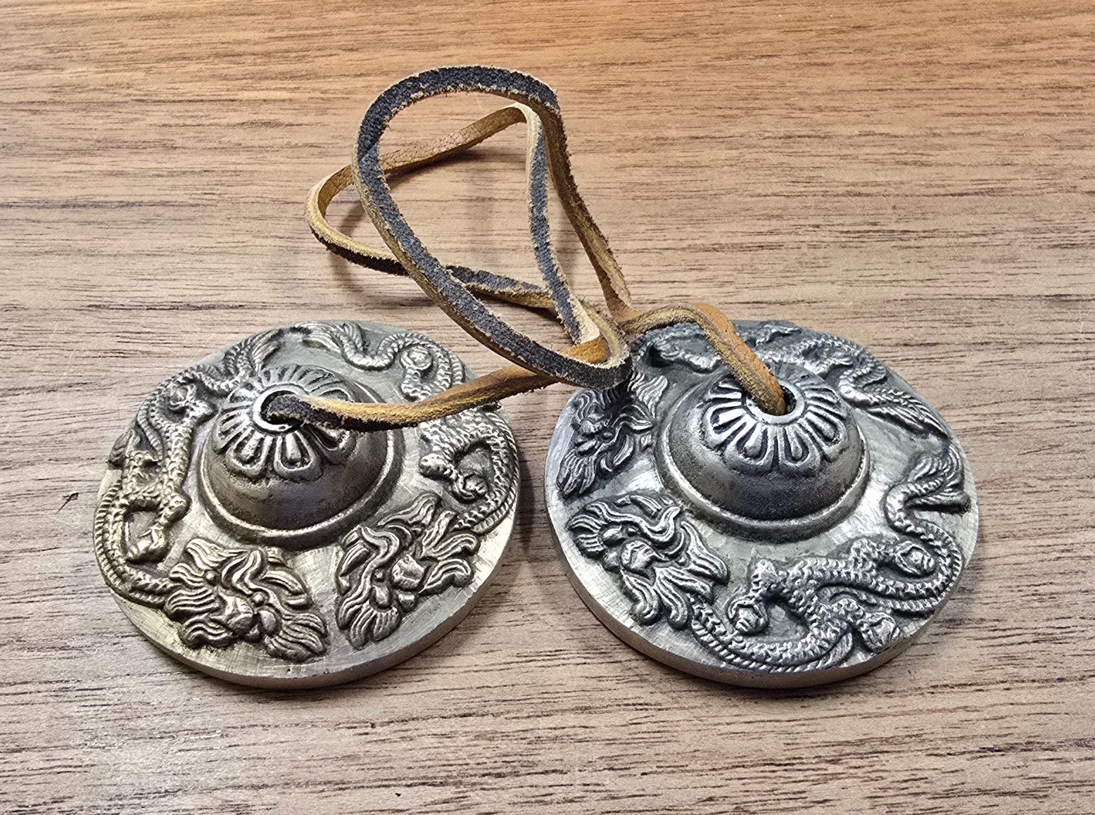 Cast Bronze Dragon Tingsha Cymbals Bells Chimes Meditation Healing