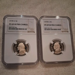 2 1978 S Proof Jefferson Nickels NGC PF 69 ULTRA CAMEO very fine to collect.