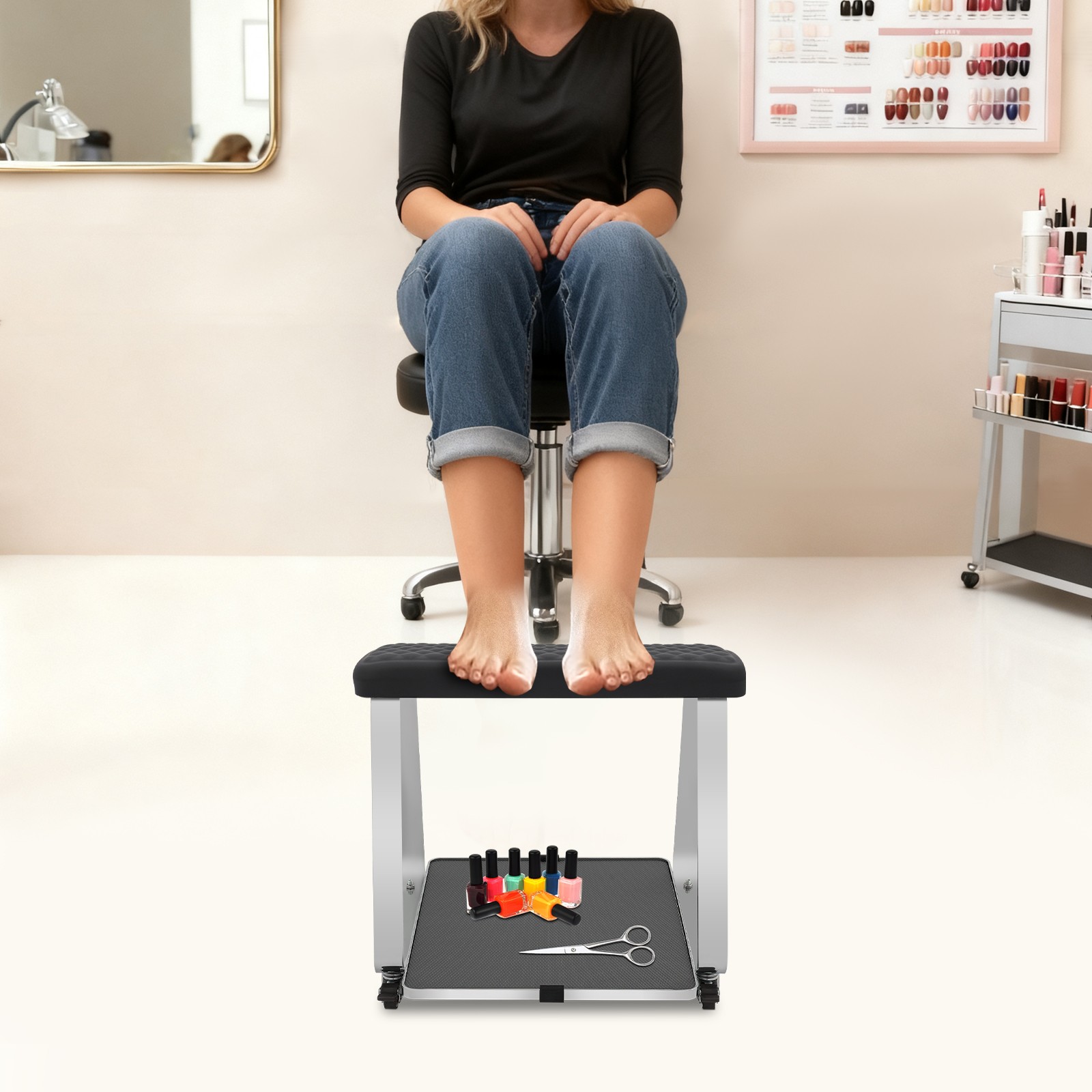 Pedicure Foot Rest,Adjustable Height Pedicure Stool,Pedicure Stand for Home S...