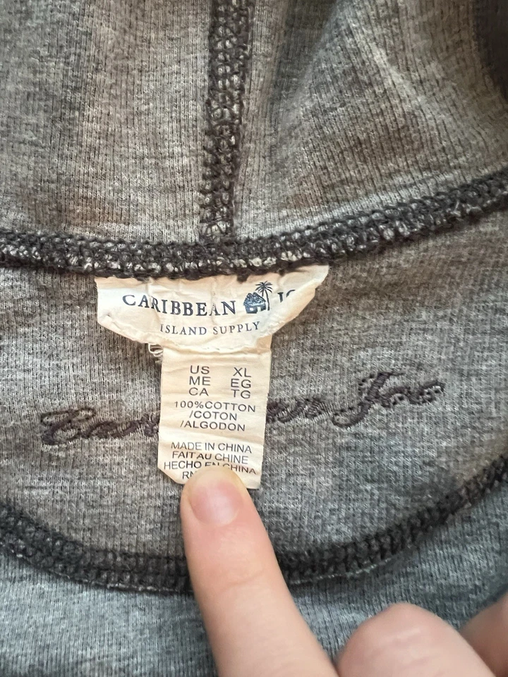 Caribbean Joe Island Supply Sudadera con Capucha con Cremallera - Carbón Desteñido (XL) Foto 2 de 2