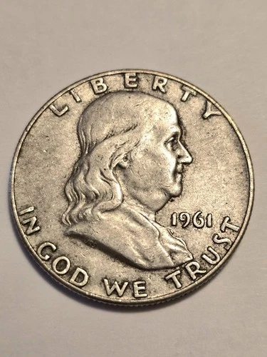 1961-D Silver Benjamin Franklin Half Dollar Coin - 90% Silver -  Fine