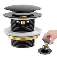 Solid Brass Pop-Up Drain with Overflow for Freestanding Tubs, Tool-Free Insta...
