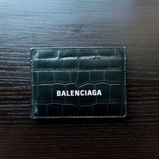 Balenciaga Men Vhtf /Croc Embossed/Logo/Card Case/Leather/Black Limited Edition