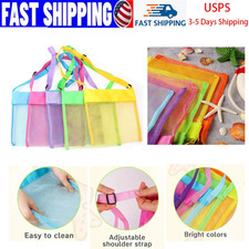 5 Color Kids Mesh Beach Tote Toy Storage Bag Adjustable Strap Shell Breathable