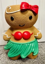 Hula Dancer Gingerbread Girl Christmas Stool Accent Table Decor Tik Tok Viral